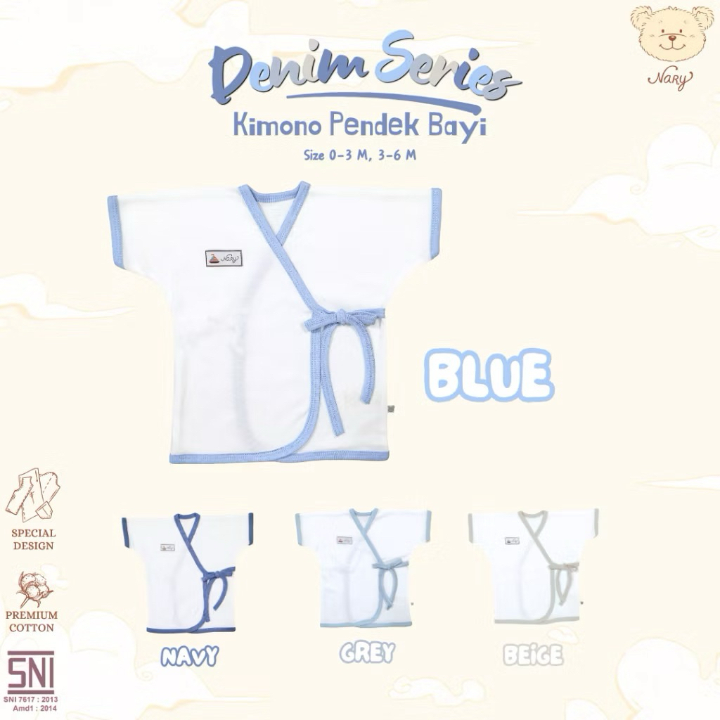 Baju Bayi Kimono Pendek NARY size Newborn 0-3 & 3-6 bulan kualitas Premium / SNI