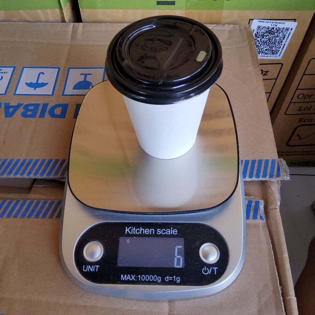 Paper Cup - Gelas Kertas - Gelas Kopi - Warna Putih - Tutup Hitam - 8 oz - Merk Nesto - POLOS TANPA 