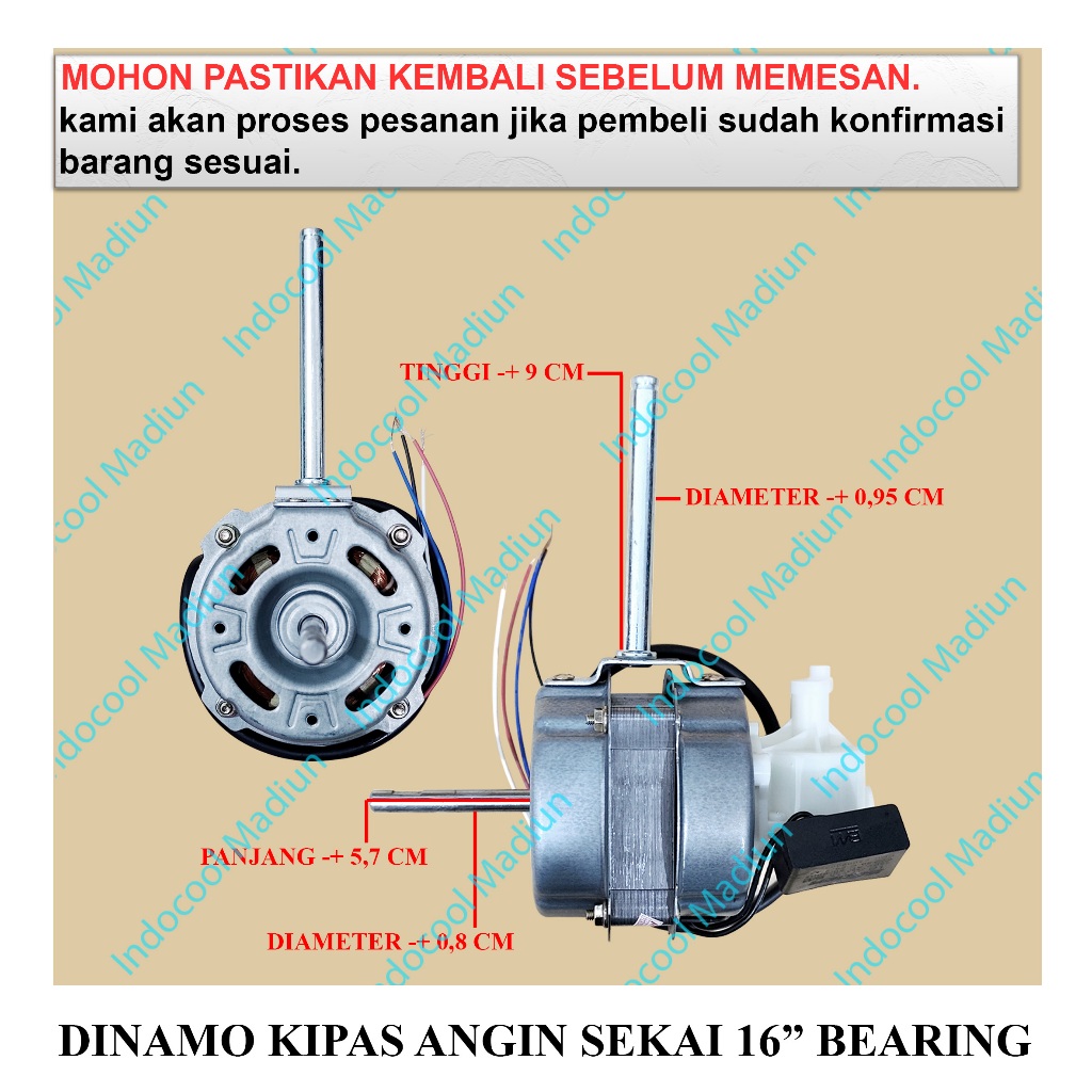 DKS16B MESIN KIPAS ANGIN / MOTOR KIPAS / DINAMO KIPAS ANGIN SEKAI 16'' BEARING