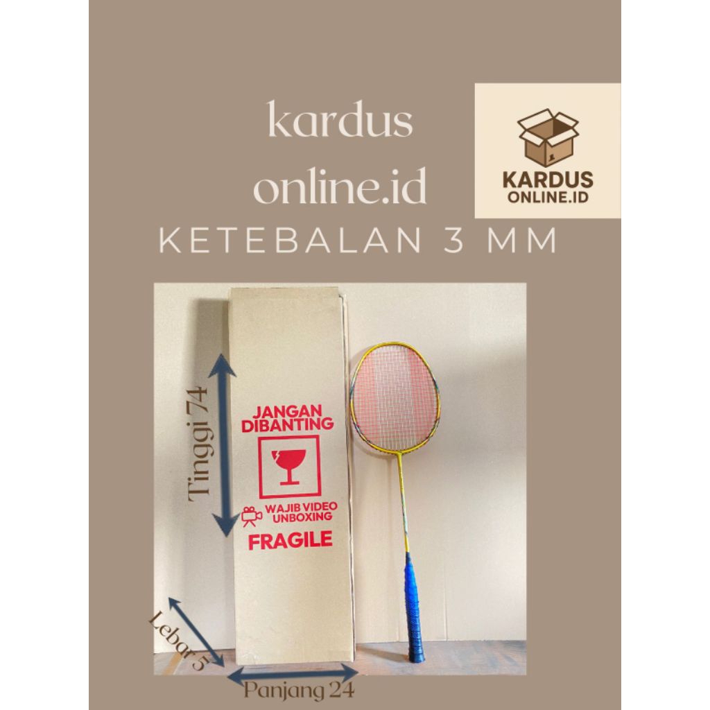 

Kardus box packing raket (sablon) 3ply