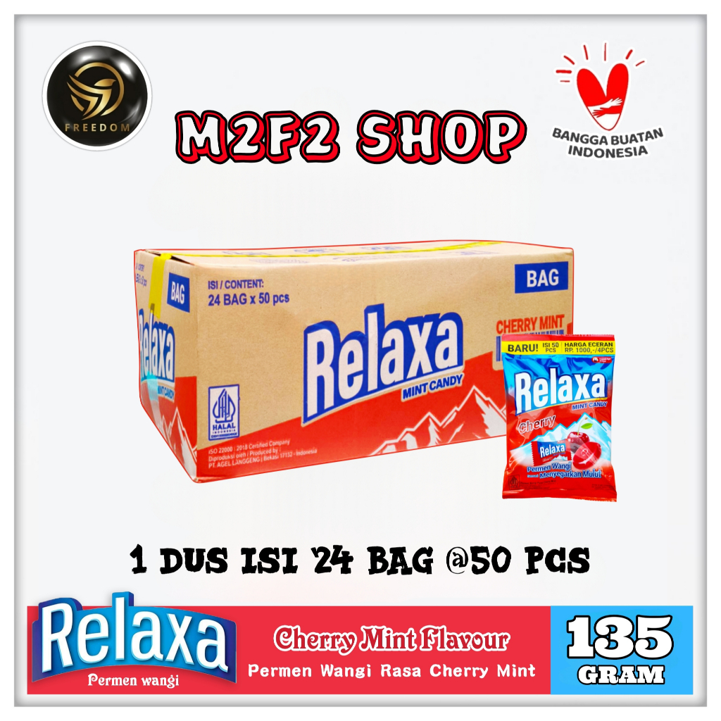 

Relaxa Cherry Mint Flavor Candy | Permen Mint Rasa Ceri Wangi Segar Bag - 135 gr (Kemasan Karton)