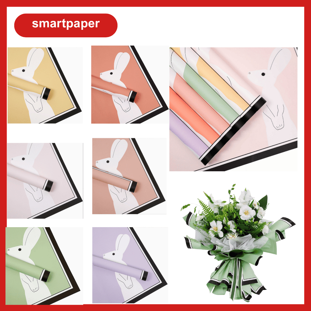 

Isi 20 LEMBAR Kertas Bunga Buket Motif Kelinci Flower Wrapping Paper Cellophane KB108