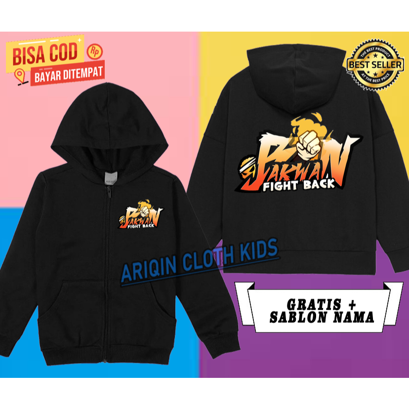 jaket anak resletingHoodie Zipper Anak Bakwan Fight Back
