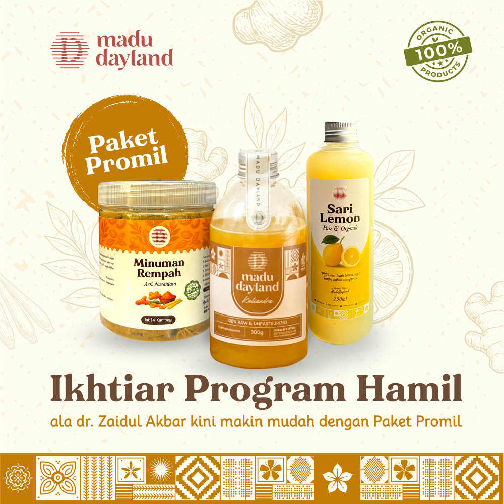 

Paket Ikhtiar Promil (Program Hamil) Haid Lancar Minuman Rempah, Raw Honey, Sari Lemon
