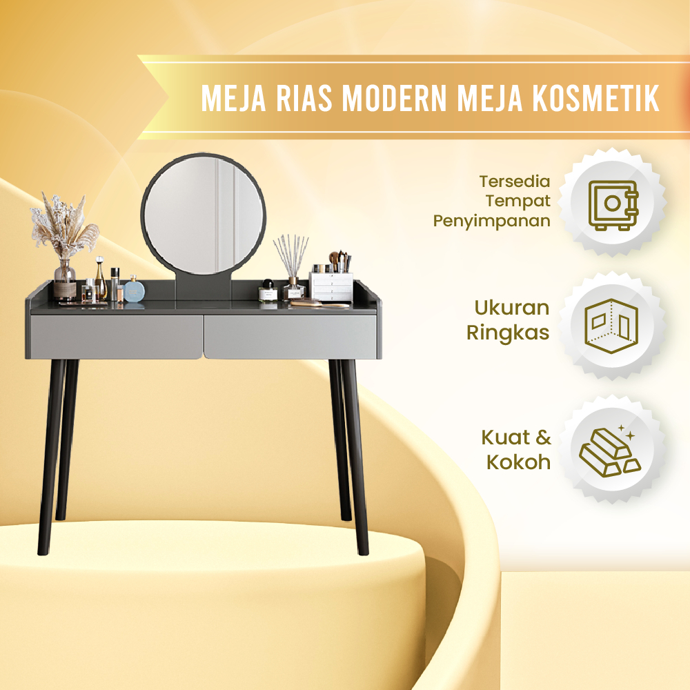 Meja Rias - Meja Rias Minimalis - Meja Rias Kecil - Meja Rias Dinding Gaya Kaca Putih