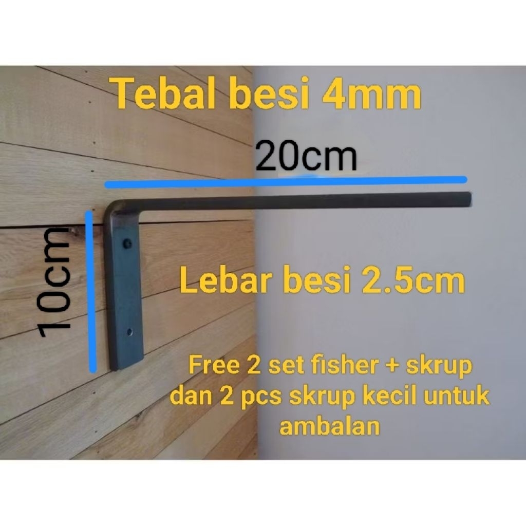 BESIKU Siku Besi L Penyangga Rak Dinding Ambalan