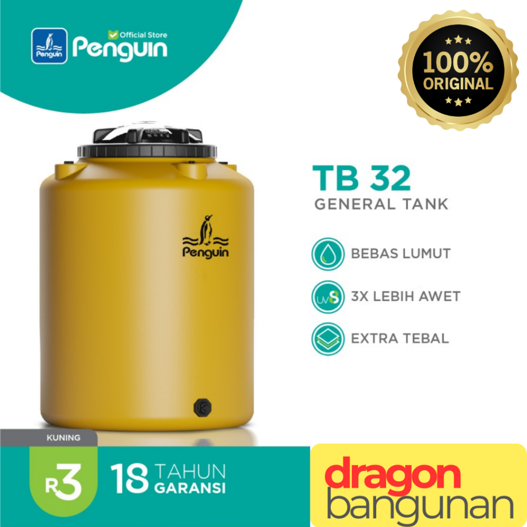 Tangki Air Penguin TB 32 Kuning Kapasitas 300 Liter - Toren Air Penguin 300 L