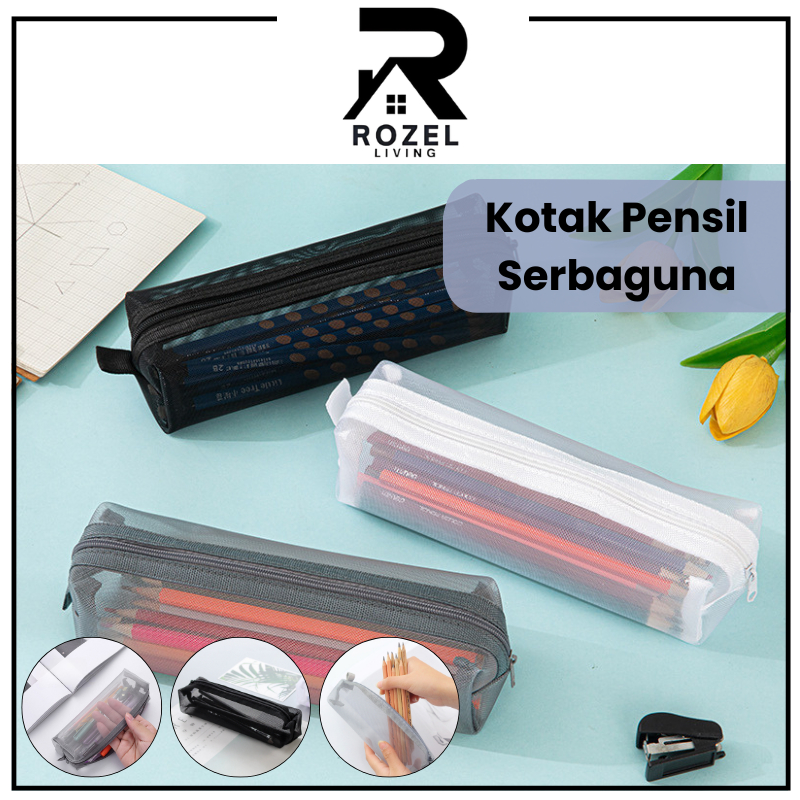 

ROZEL Kotak Pensil Nylon Transparan / Tempat Stationery Jaring Resleting Estetik Banyak Warna / Tempat Pena Pensil Korea Pouch Serbaguna / Pouch Stationery Simple Lucu / Tas Kosmestik / Tas Penyimpanan