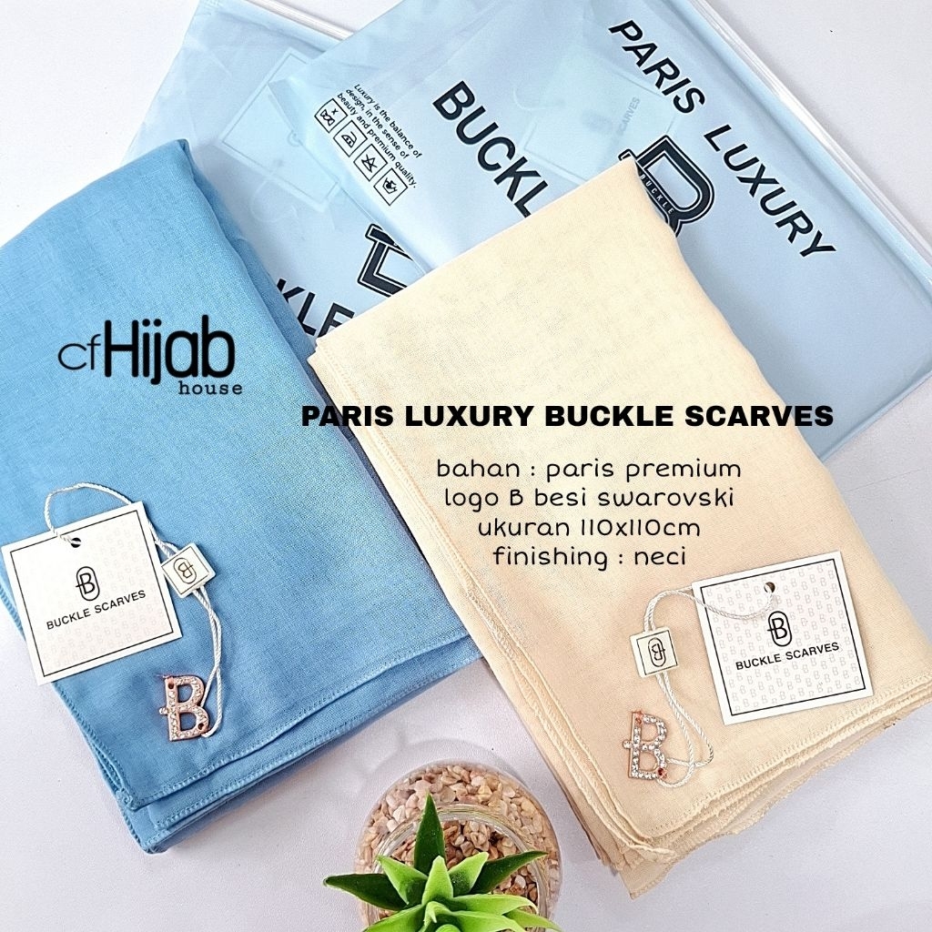 PARIS LUXURY BUCKLE SCARVES LOGO BESI B SWAROVSKI POUCH
