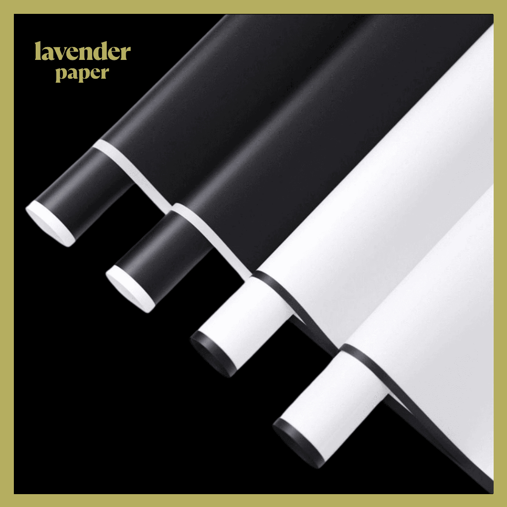 

Isi 20 LEMBAR Kertas Buket Bunga Flower Wrapping Black White Cellophane Paper List Hitam Putih KB06