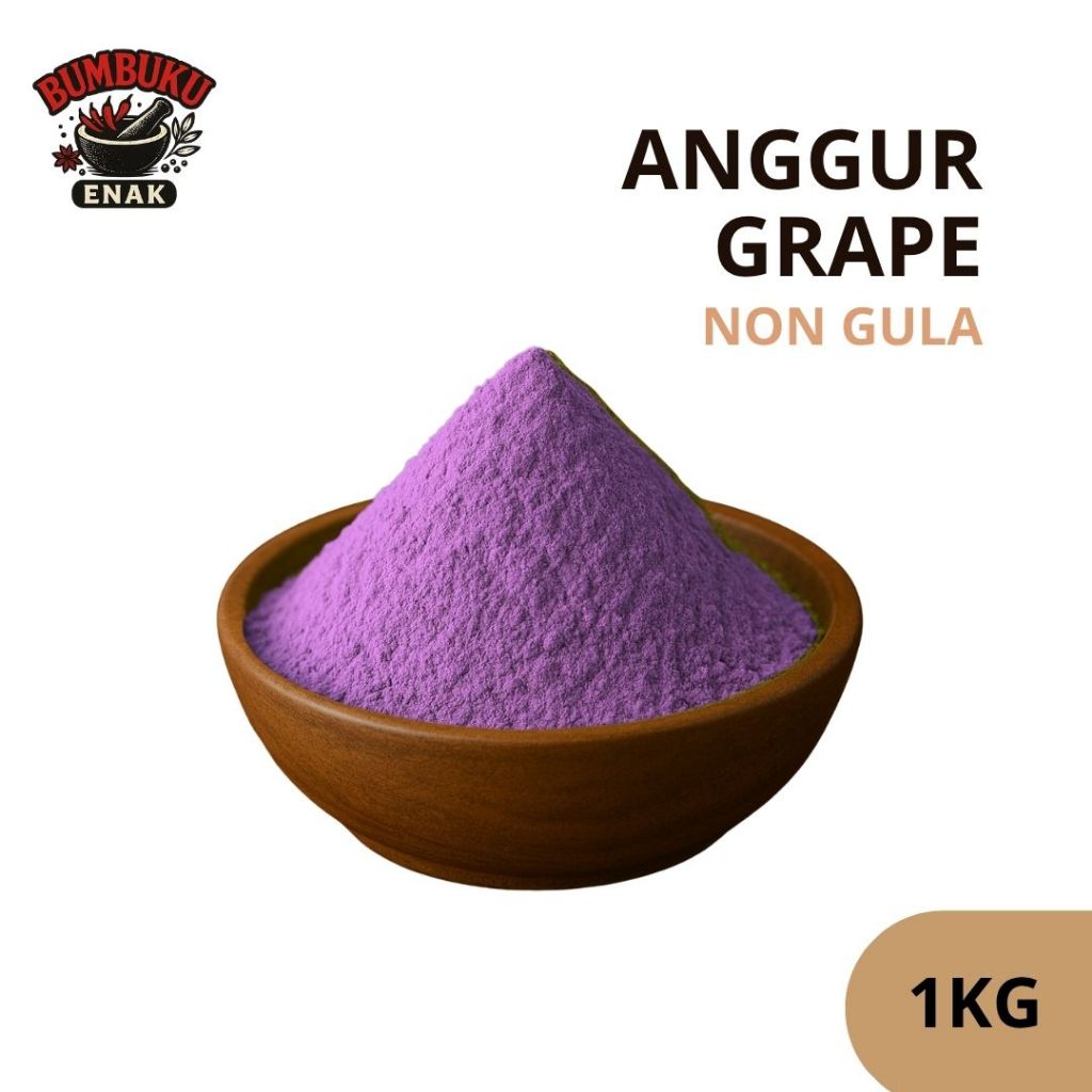

Bubuk Minuman Rasa Anggur Grape Non Gula 1KG – Bumbu Tabur Minuman Rasa Buah Segar Tanpa Pemanis untuk Diet & Usaha F&B