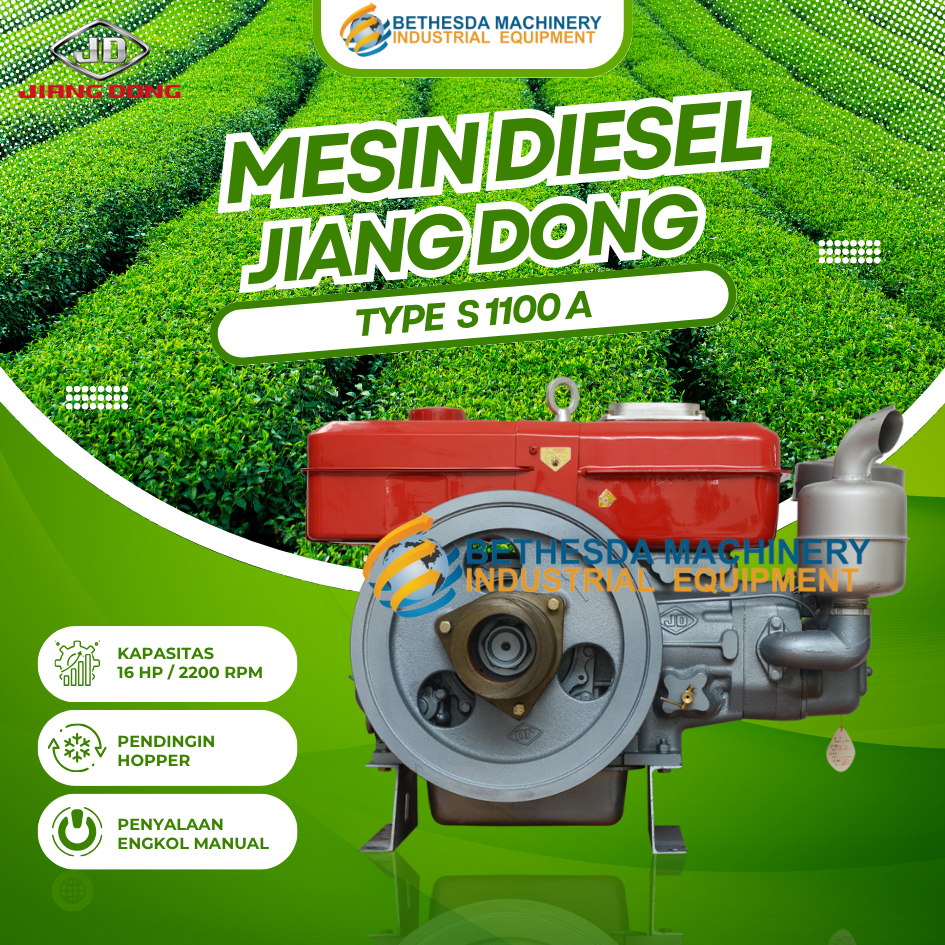 Mesin penggerak 16HP / 16 HP Diesel Engine Jiang dong S 1100 A Hopper