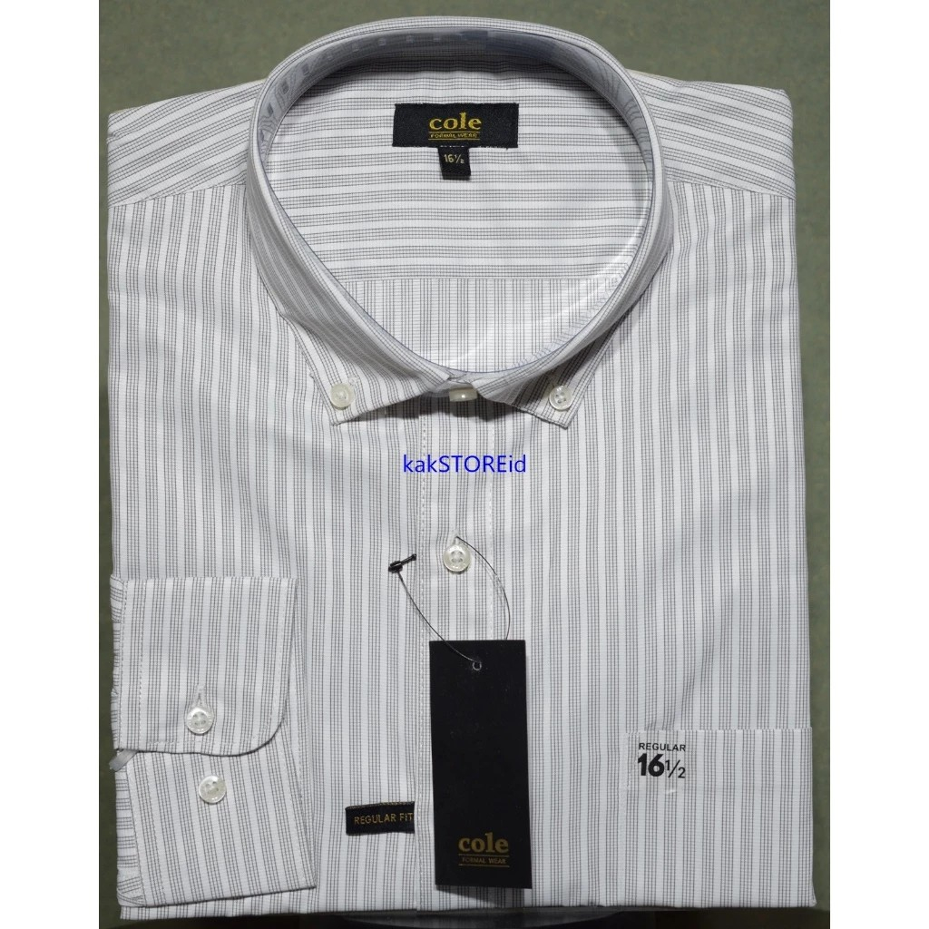 Kemeja Pria Formal Lengan Panjang cole Abu Putih Motif Reguler DPS 458 colec Kemeja Murah