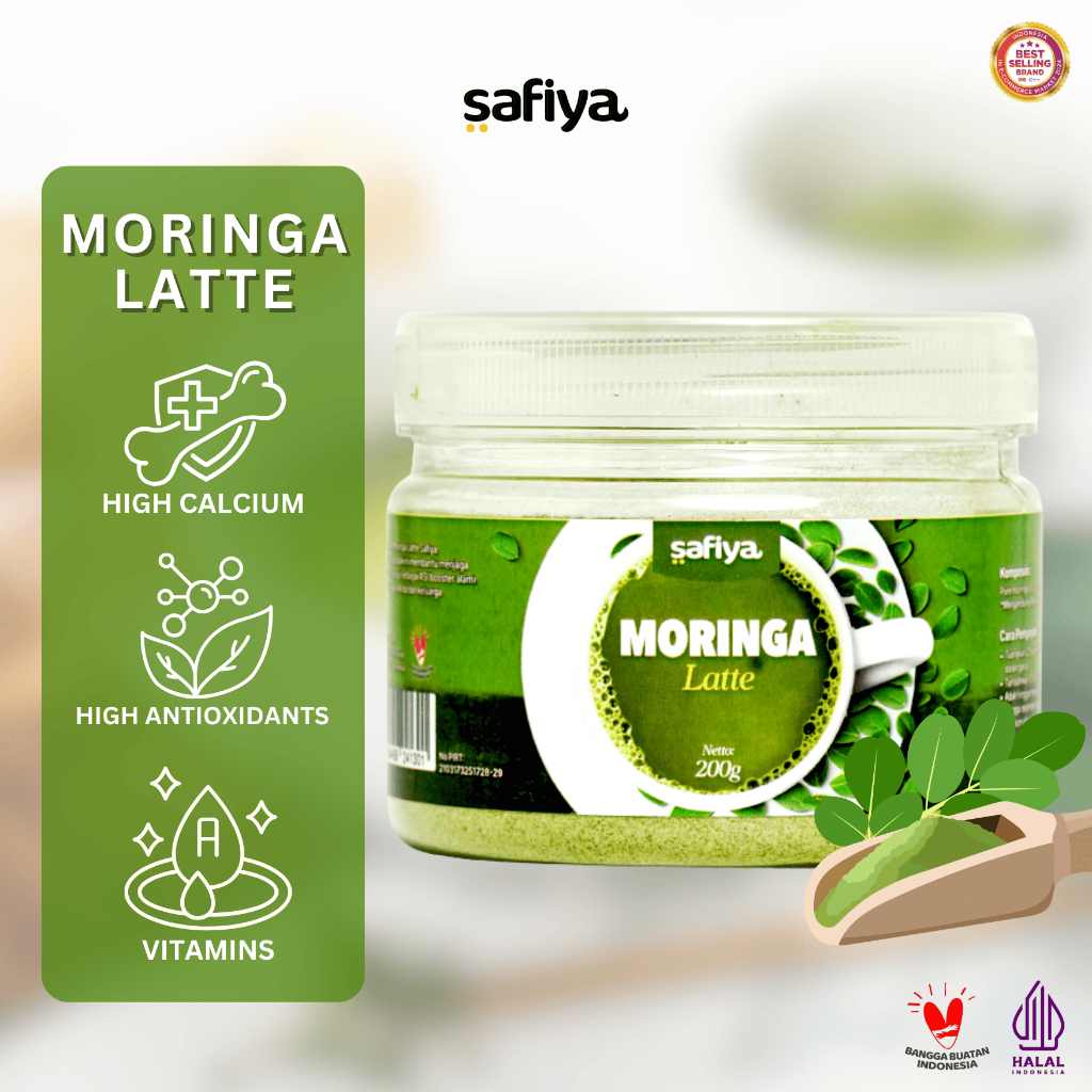 

Safiya Moringa Latte Bubuk Minuman Daun Kelor 200 Gram High Kalsium