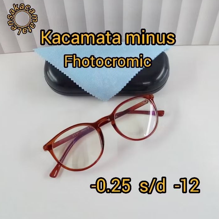 kacamata minus fhotocromic frem coklat -0.25 s/d -12 minus tinggi lensa tipis index
