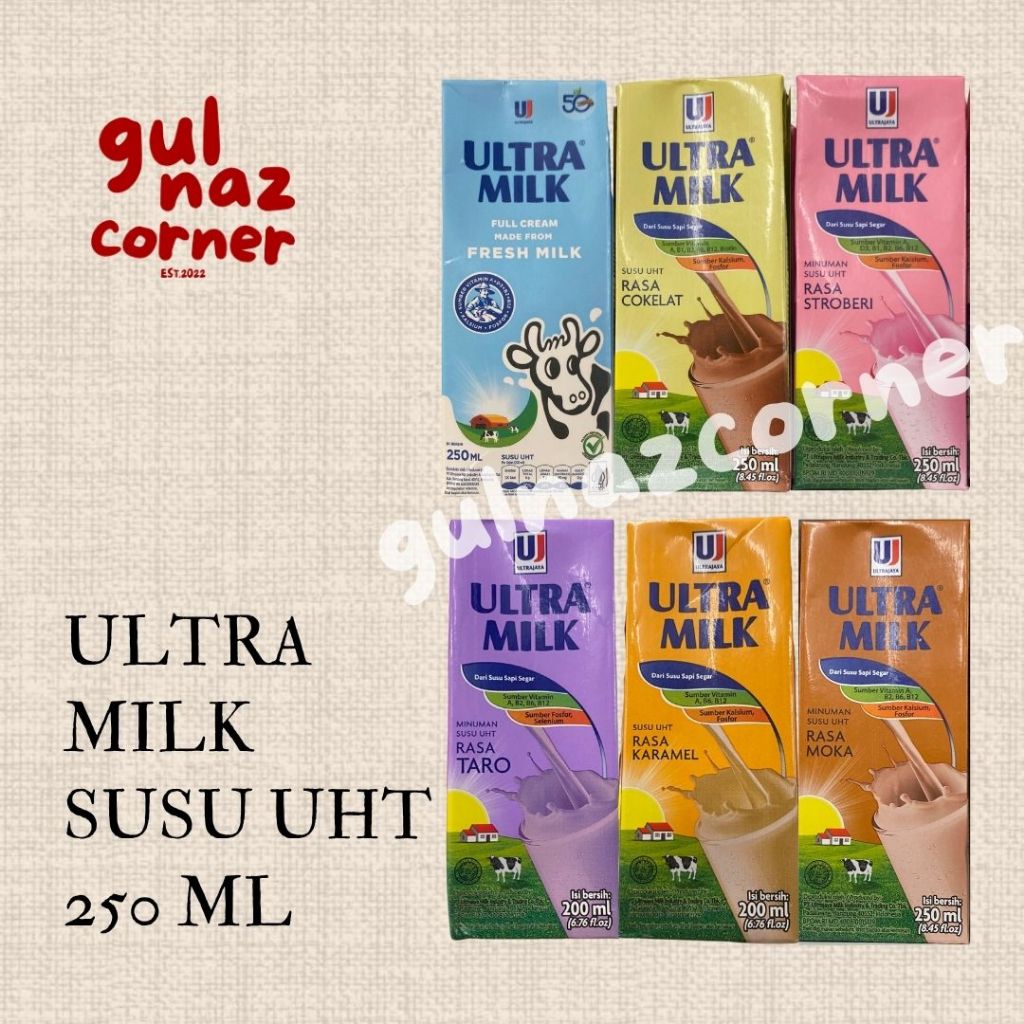 

[FREE BUBBLE WRAP] SUSU UHT ULTRA MILK 250 ML ALL VARIAN | COKELAT STROBERI KARAMEL MOKA TARO FULL CREAM