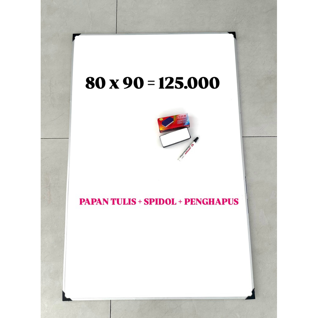 

Papan Tulis Ukuran 80 x 90 Lengkap Spidol dengan Penghapus Papan Tulis