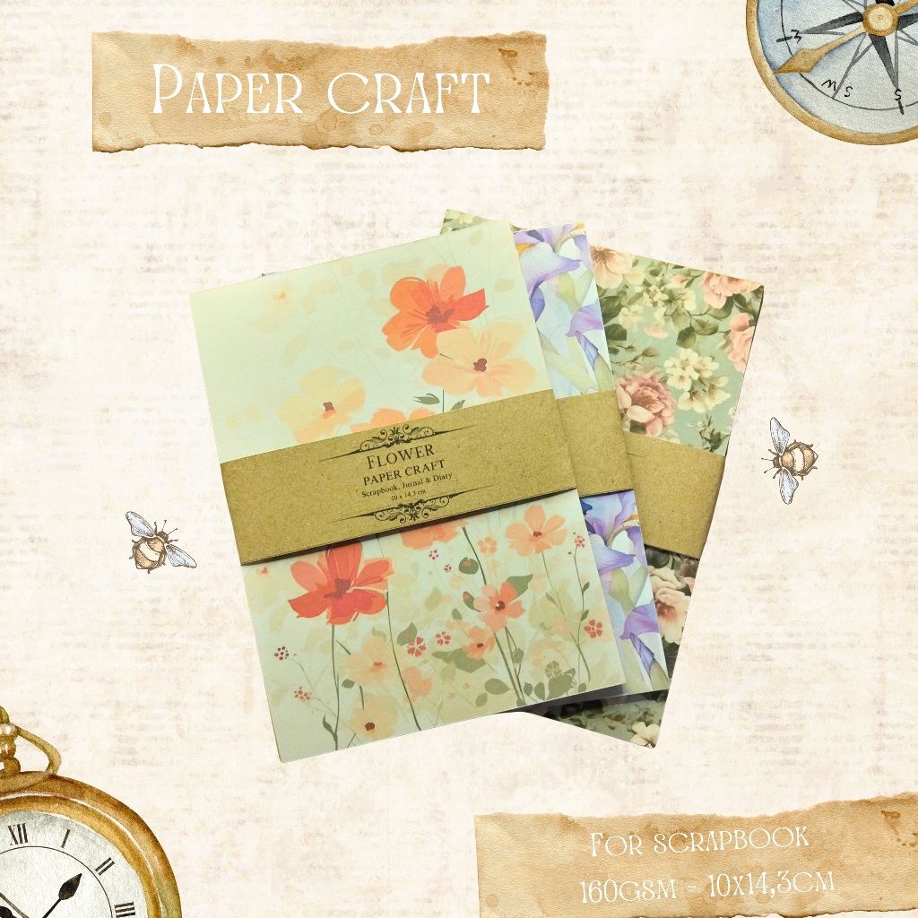 

PAPER CRAFT - [ 10pc ] Kertas Scrapbook Jurnal Flower Style