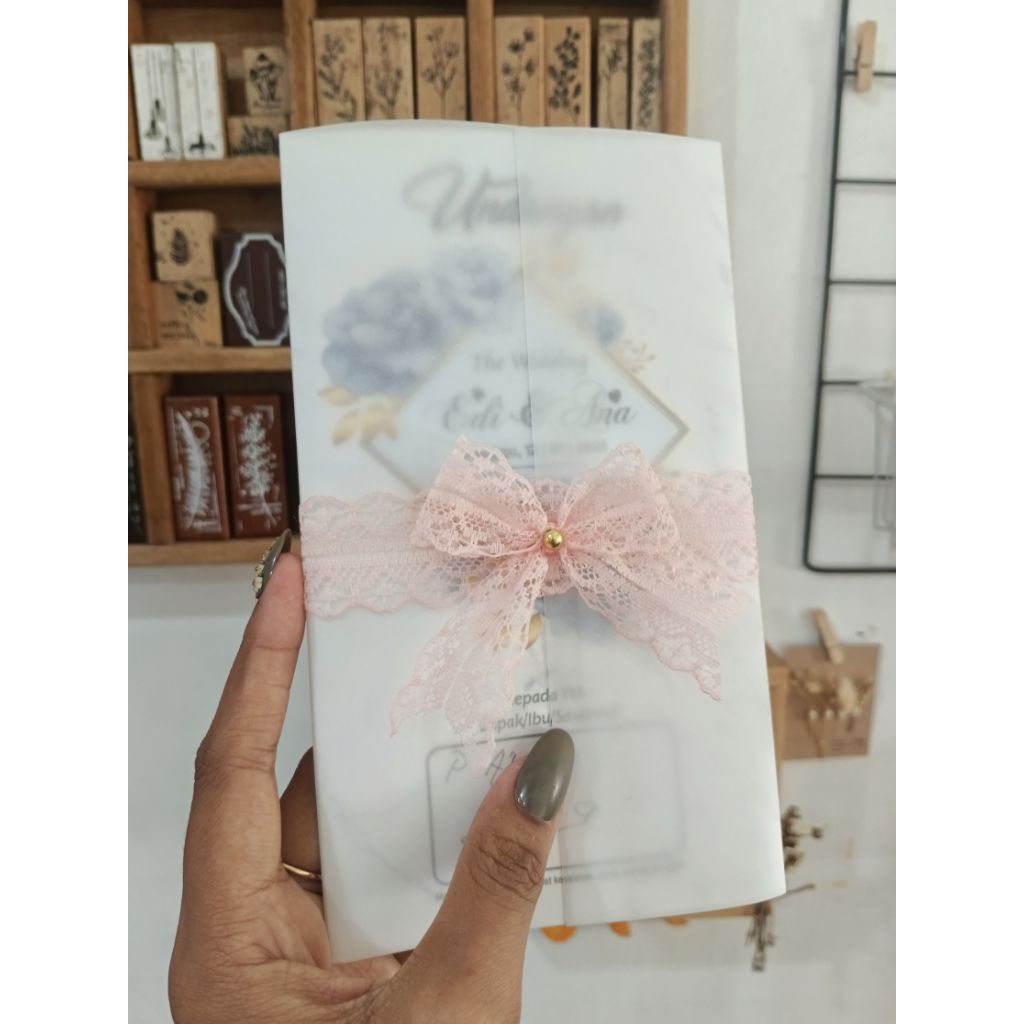 

Bisa Custom Size!! Amplop Kalkir Cover Sabuk Pita Renda/Cover undangan