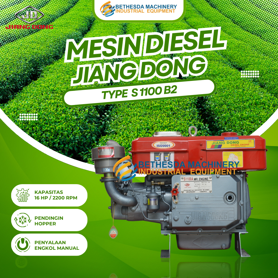 Mesin Penggerak S 1100 B2 16 HP diesel 16PK Jiangdong Double Bearing