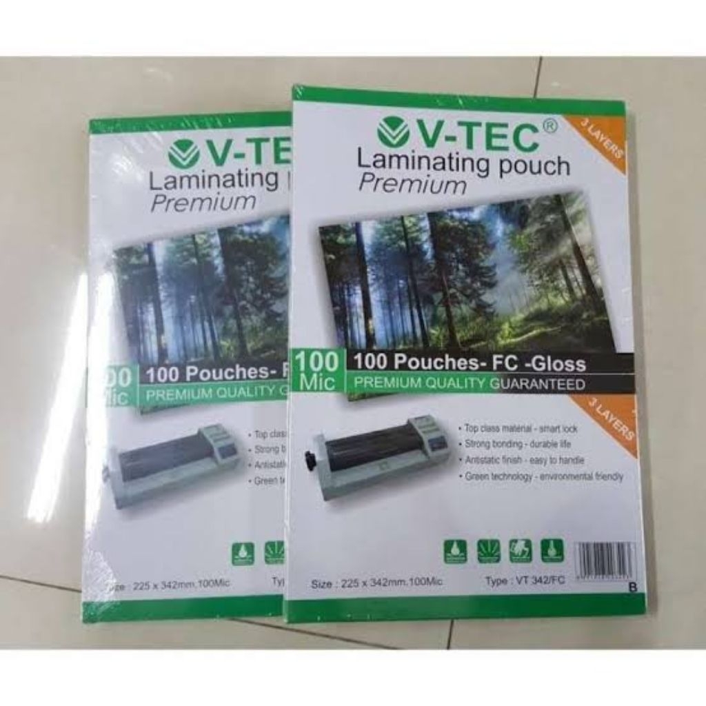 

PLASTIK LAMINATING VTEC F4 ISI 100 / LAMINATING PANAS IJAZAH SERTIFIKAT / LAMINATING FOLIO VTEC