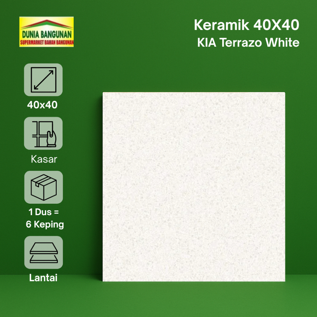 Keramik 40x40 Lantai Kasar KIA Terrazo White Keramik Lantai Kasar Anti Slip Terazzo