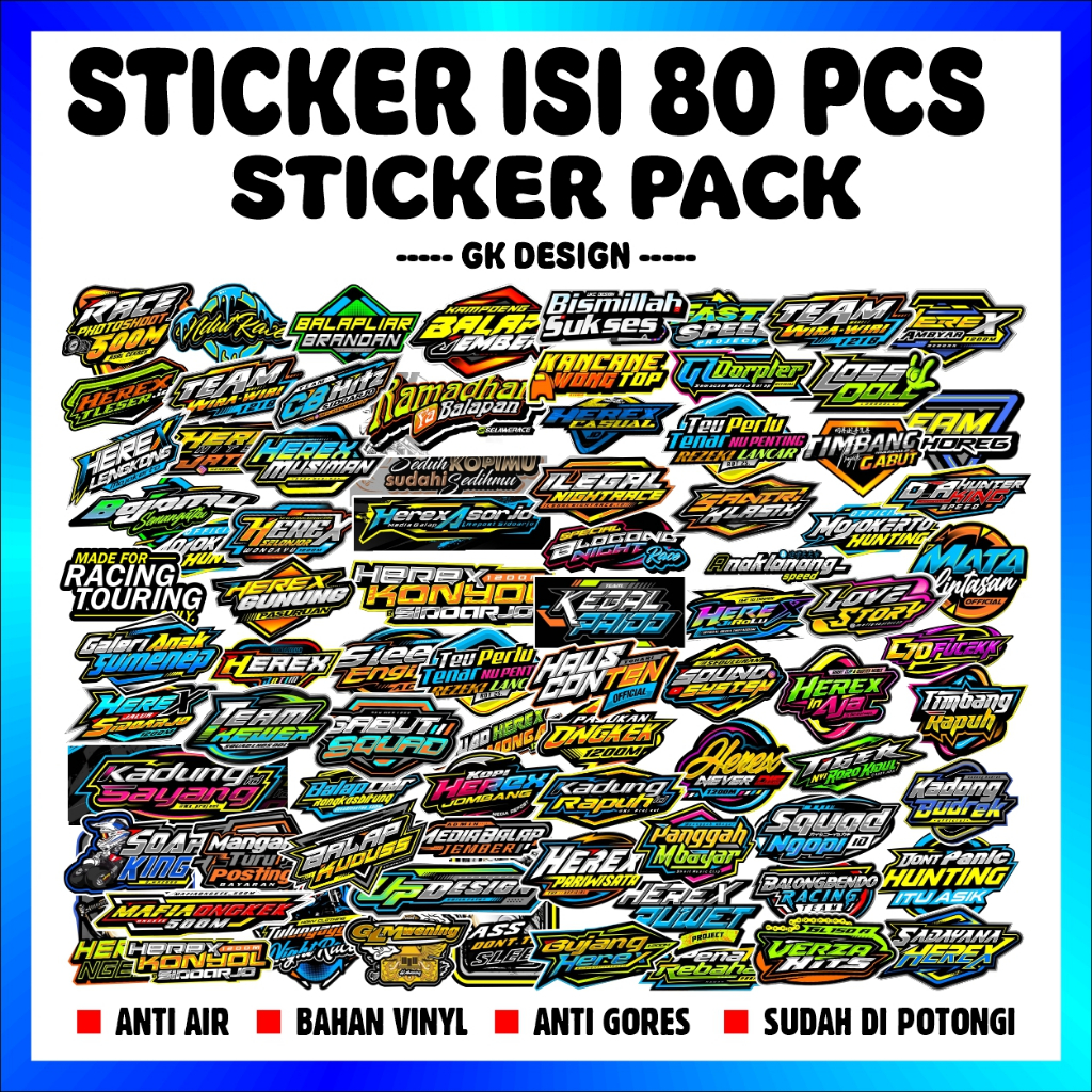 

Sticker Pack Herex GK 80 pcs Aesthethic Vinyl Waterproof untuk Dekorasi Koper Laptop Casing Handphone DLL