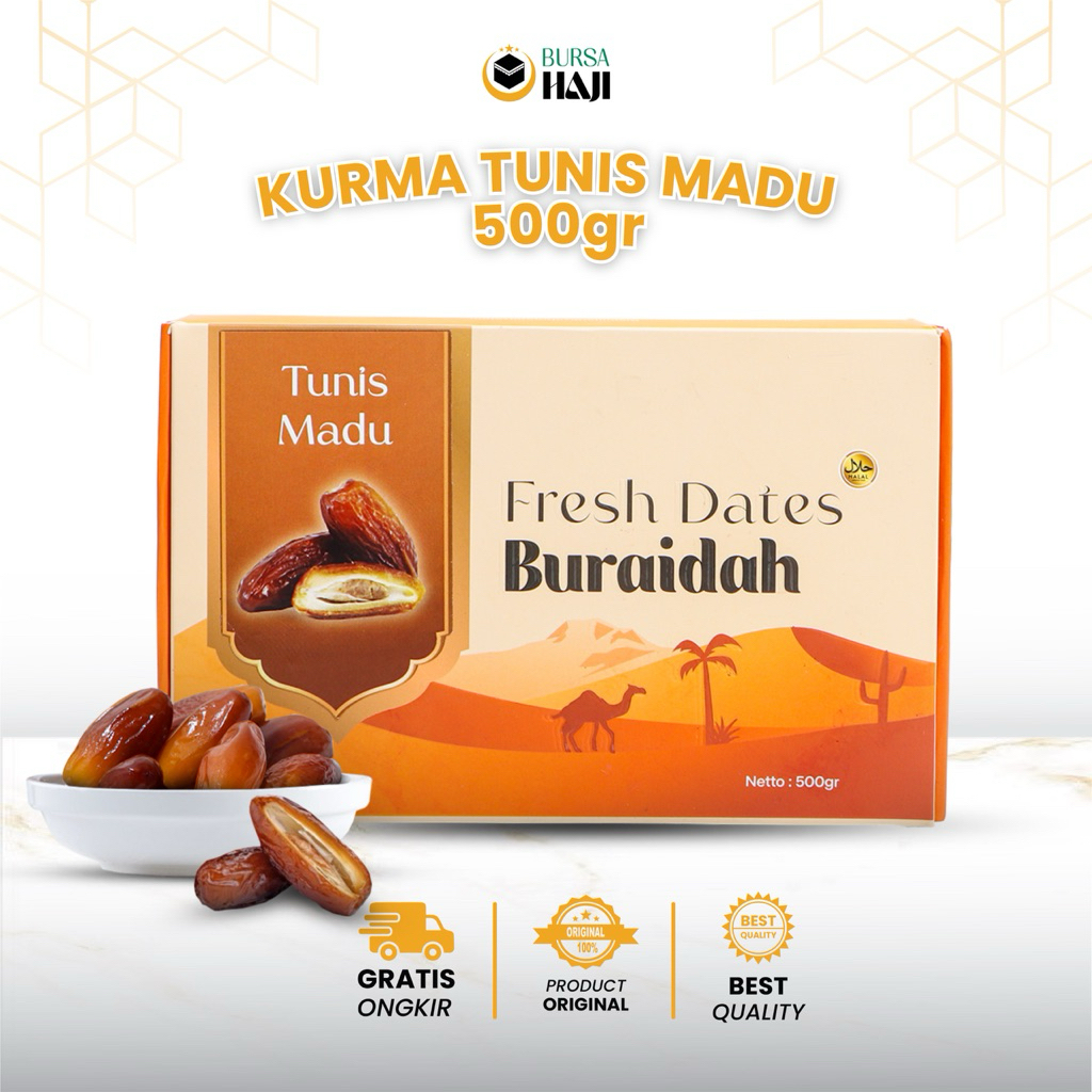

Kurma Tunisia Madu 500 Gram Deglet Noor Tanpa Tangkai Kemasan Box Buraidah