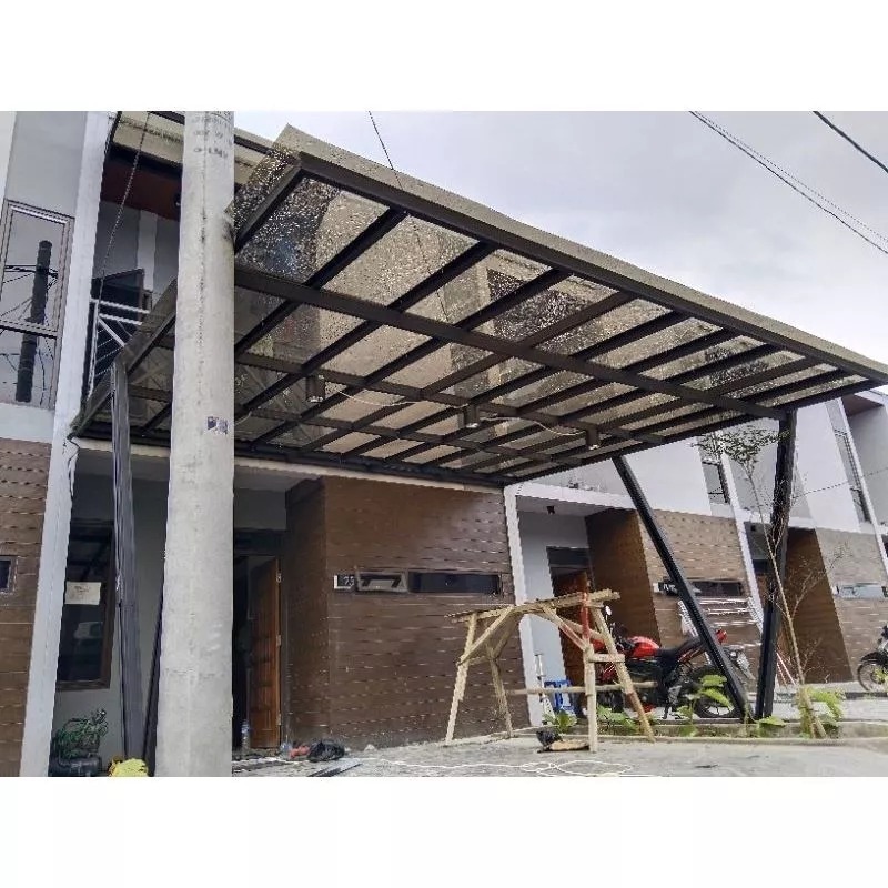kanopi atap solarflat rangka besi hollo galvanis