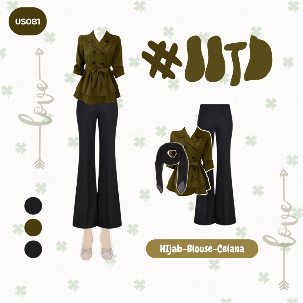 One Set Wanita Kekinian/Outfit One Set Wanita (Hijab-Blouse-Celana Cutbray),One set Wanita Korean St