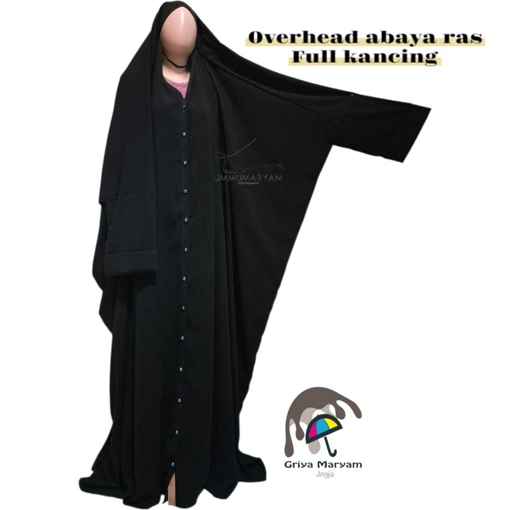 overhead abaya ras/ras kancing  full