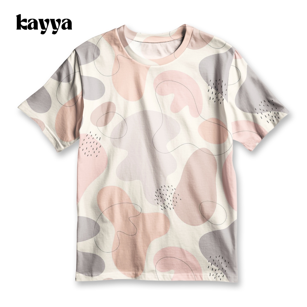 KAYYA Kaos Unisex Motif Abstrak Pastel – Kaos Distro Fullprint Lengan Pendek Bahan Adem Premium | KY