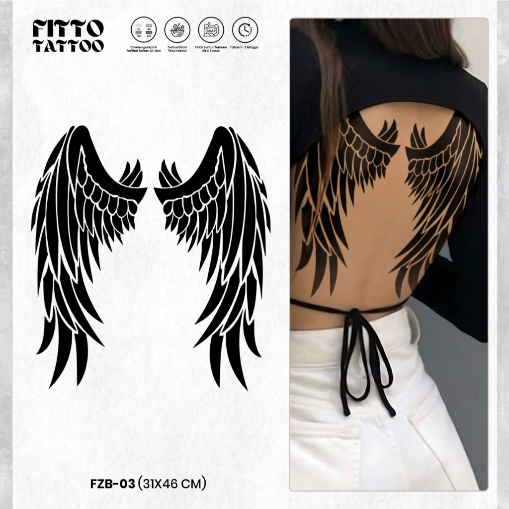 Tato Temporer Full Punggung Anti Air Fruit Ink Premium Semi Permanen Temporary Tatto Stiker Back