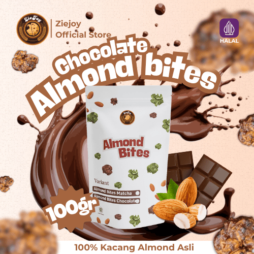 

Almond Bites Snacks Healthy | Camilan Sehat Kacang Almond 100gr | Ziejoy - Mahbelfood