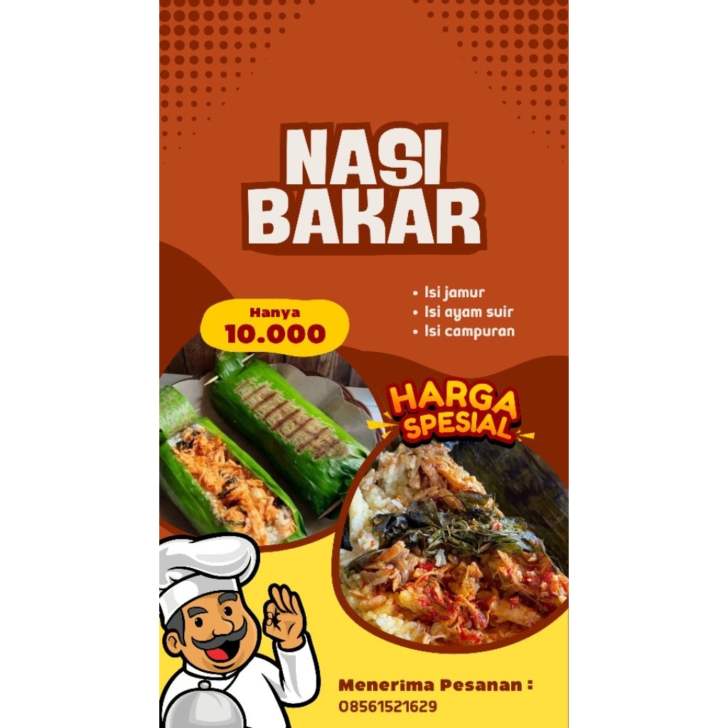 

Nasi bakar isi ayam suir, jamur