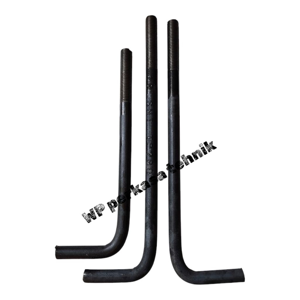 Angkur baut 19mm (3/4") x 60cm x 10cm + 2 mur & 1 ring | bahan besi beton - cocok untuk konstruksi p