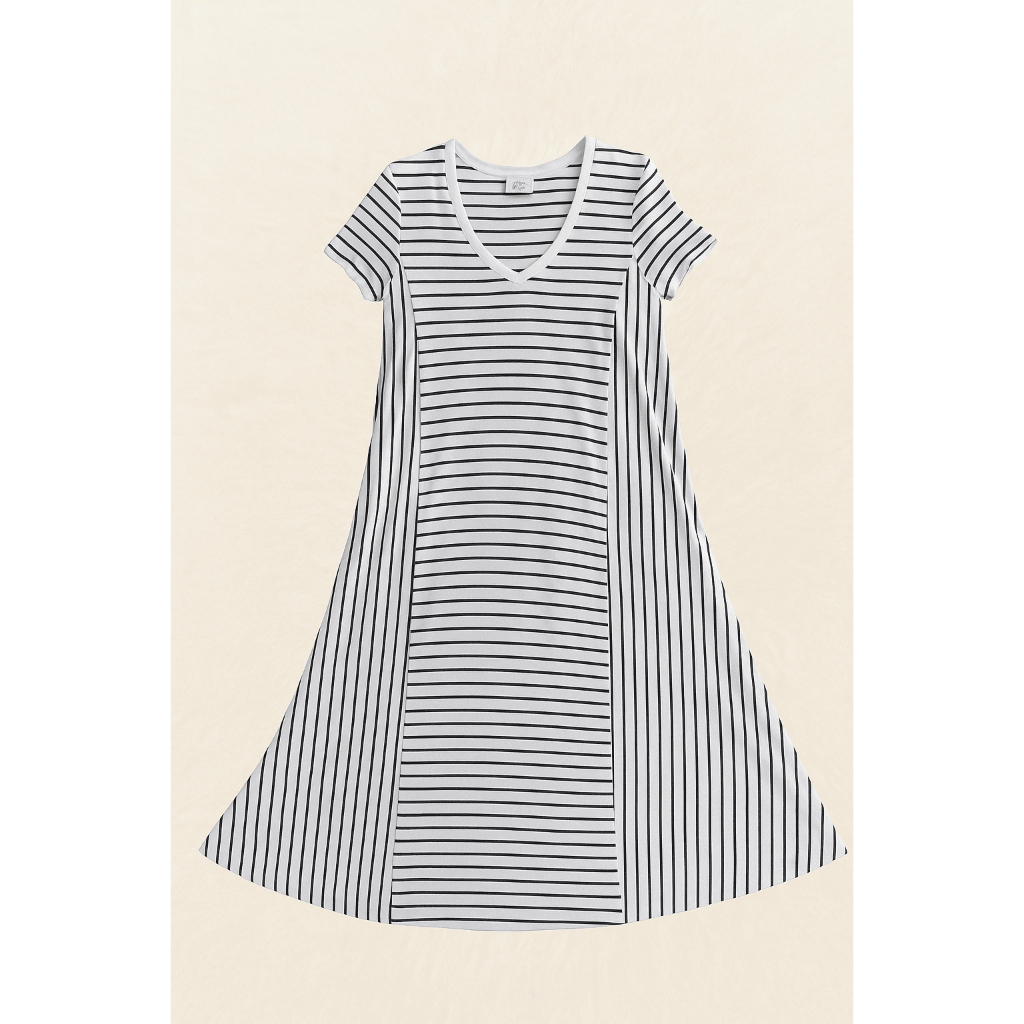 DRESS V NECK / DRESS SANTAI KERAH V DRESS SALUR SPANDEK
