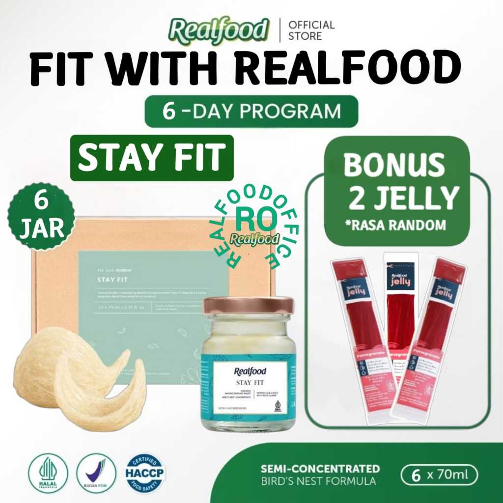 

Realfood Stay Fit Trial 6 Botol Bonus Jelly ( Minuman Sarang Burung Walet ) RO