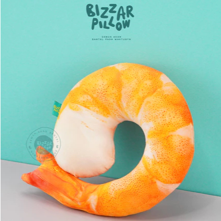 Bizzarpillow Bantal Leher Travelling Motif Udang BZ376