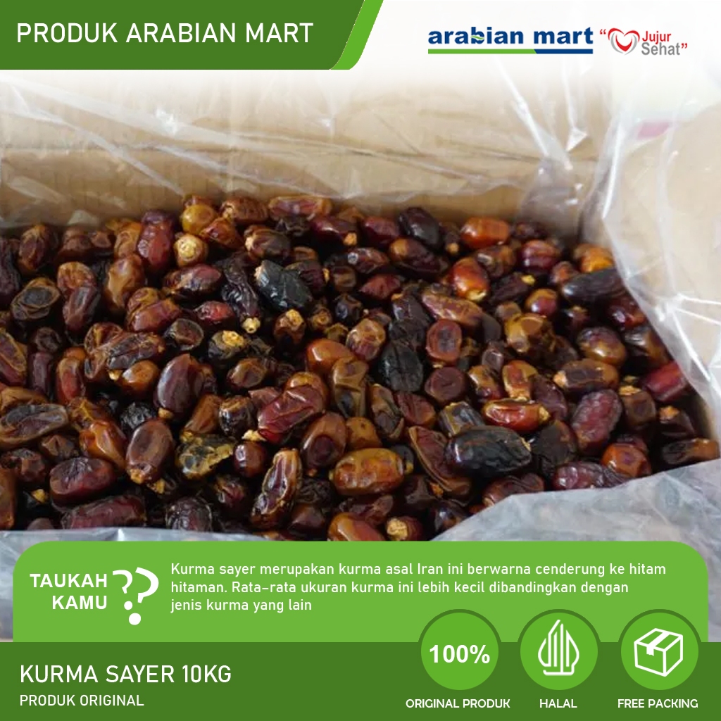 

1 DUS (10 KG) Kurma SAYER Premium 10kg Asli Dubai Untuk Buka Puasa Mesir Madu Golden Valley Sayer ASI Booster Bayi