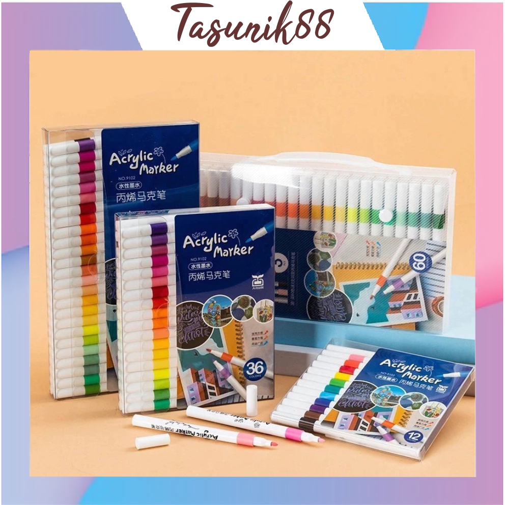 

⭐TasUnik88⭐ Acrylic Marker Set Spidol Akrilik DIY Painting Spidol Pastel Pulpen Highlight Drawing Warna S151