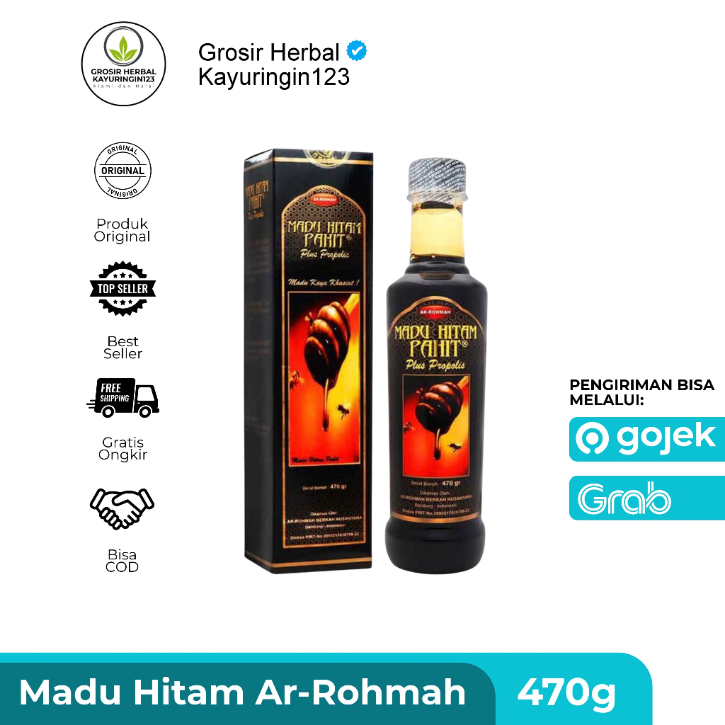 

Madu Hitam Pahit AR-ROHMAH | ARROHMAH 470 Gr | AR ROHMAH Plus Propolis ORIGINAL