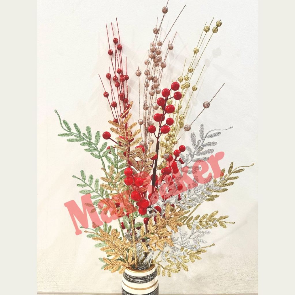 Daun Artificial Bulat/Dekorasi Hiasan rumah Glitter