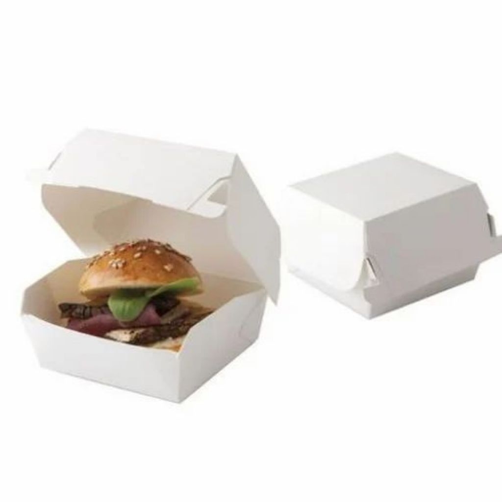 Kotak burger kertas / box burger putih isi 25pcs