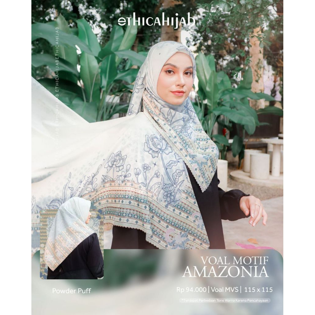 HIJAB VOAL MOTIF AMAZONIA BY ETHICA HIJAB / SQUARE HIJAB / VOAL MOTIF TERBARU / PREMIUM HIJAB / DAIL