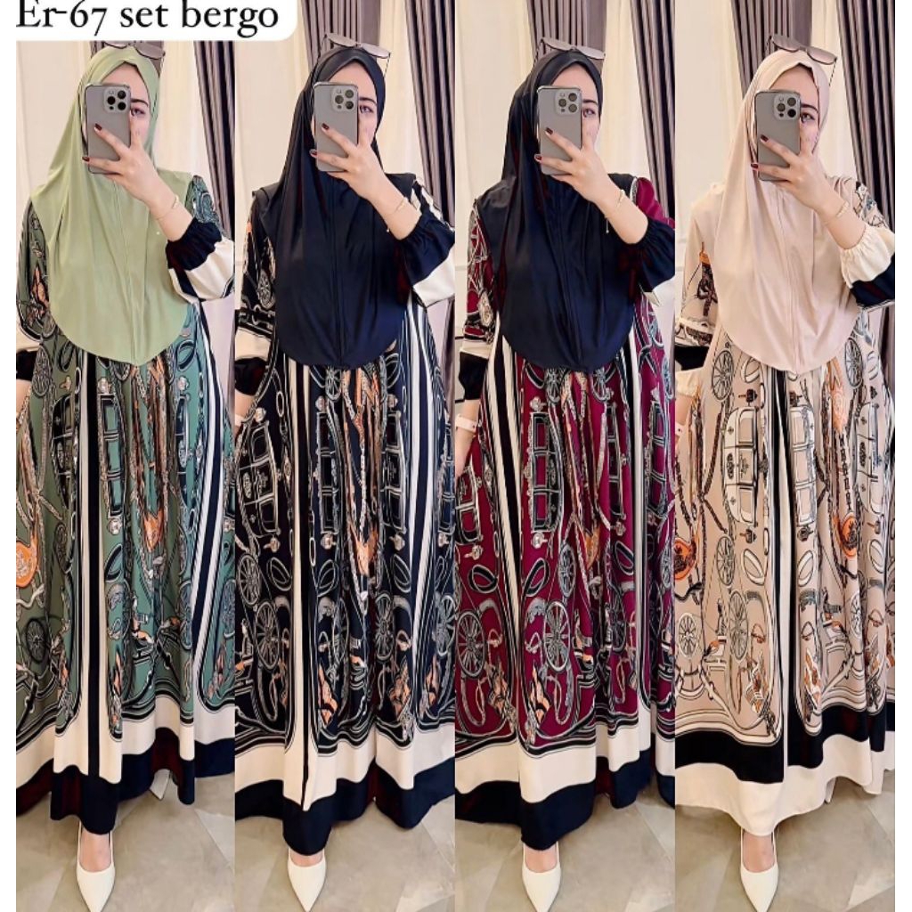 LiLy Set Gamis Bergo [Gamis Wanita Rayon Twill]