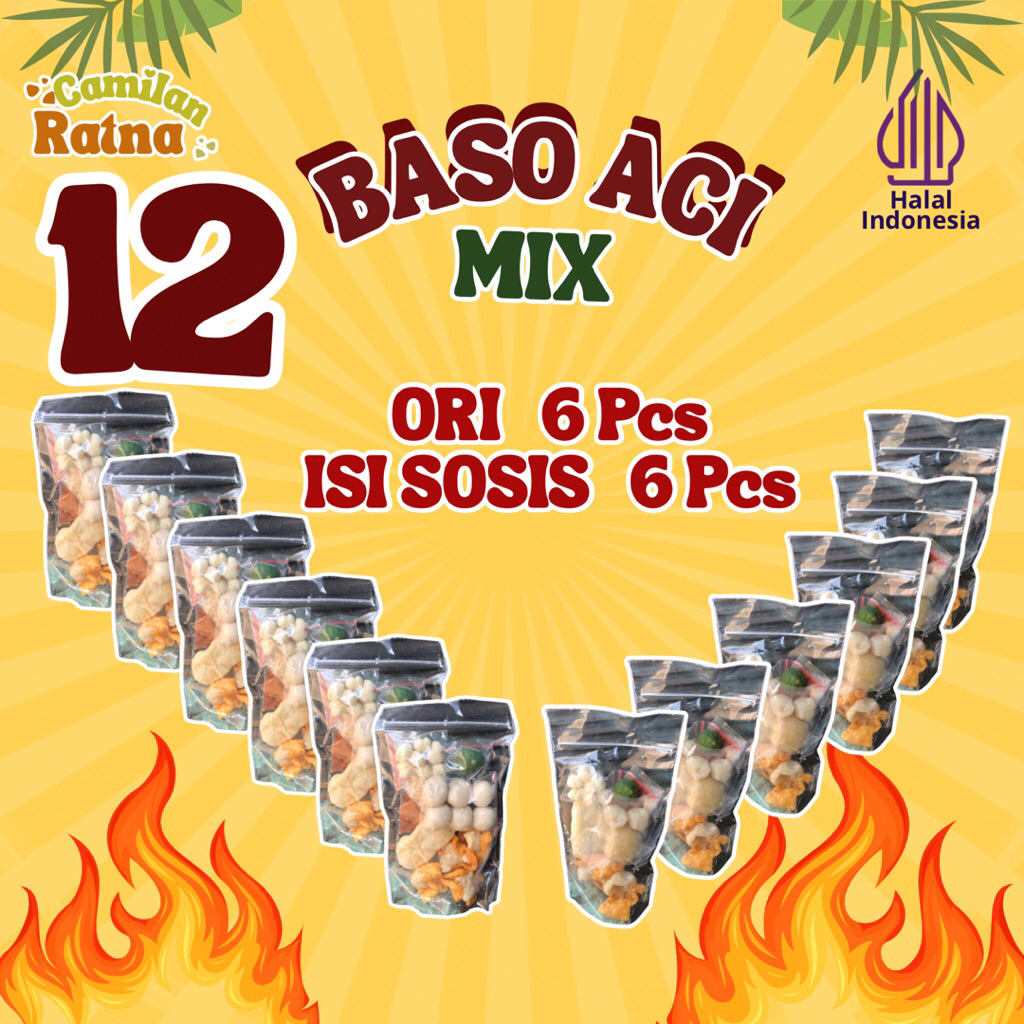 

CR - 12 Pcs Baso Aci Ori Mix Baso Aci isi Sosis | Boci Instan Viral Termurah Paket Usaha Baso Aci Bisa COD Bayar Ditempat