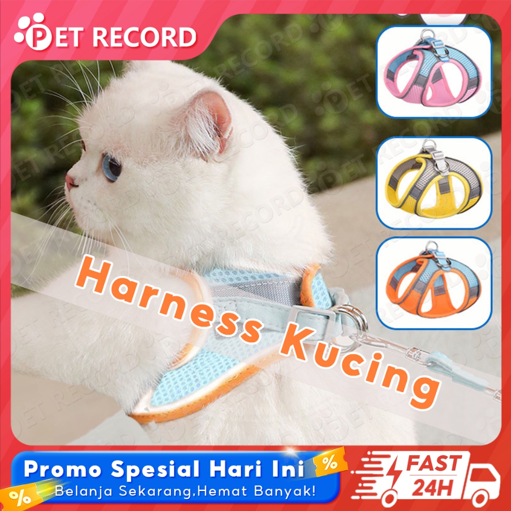 Tali Kucing Harness Anjing Kucing Tali Tuntun Kucing Harness Kucing Harness Kucing Rompi Baju Kucing