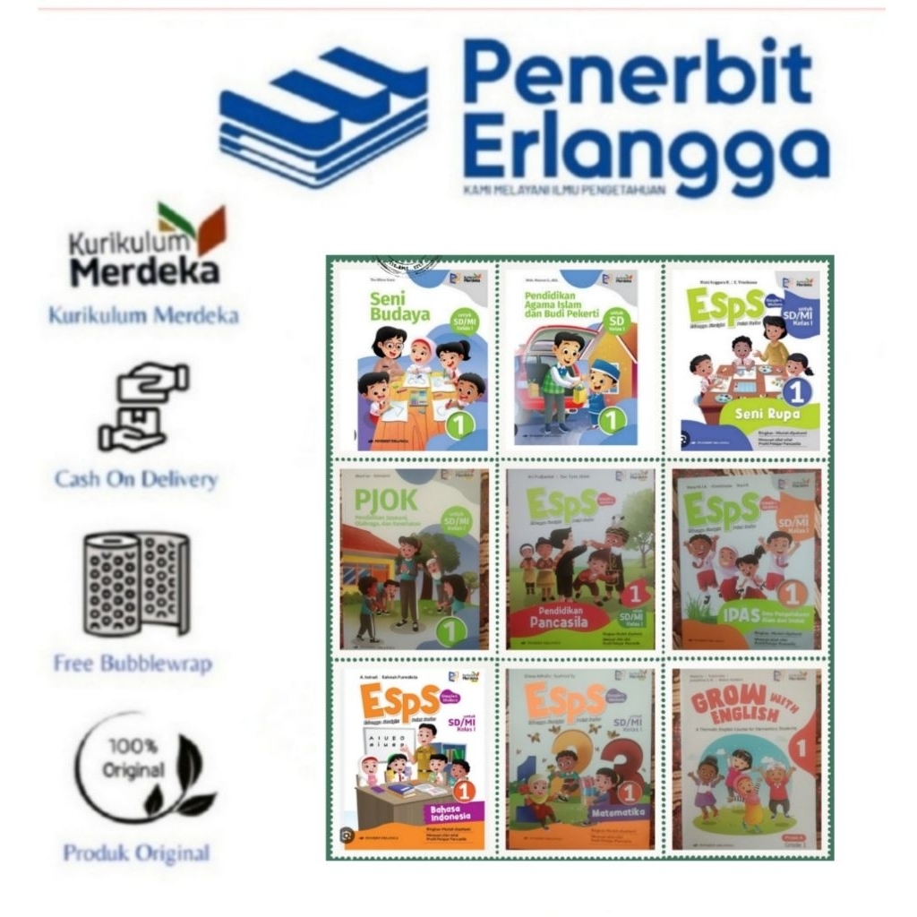 ESPS PPKN,B.Indo,Matematika,PJOK(revisi) SD/MI KLS.1 ERLANGGA/KM ORIGINAL