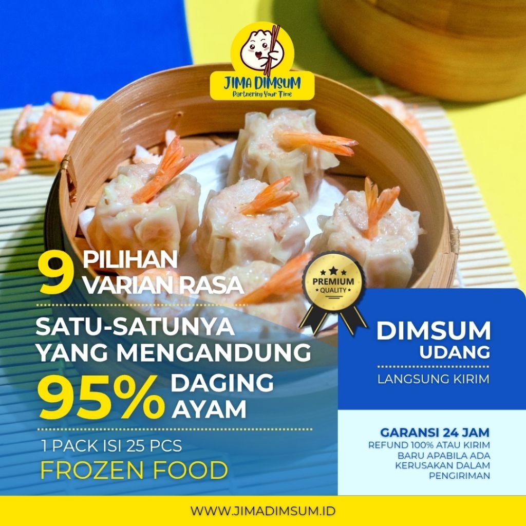 

Jima Dimsum Udang Frozen Food 1 pack isi 25 pcs & 15 pcs Halal Premium